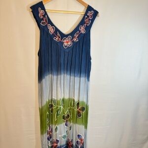 Exist Womens Plus Size Embroidered Tie Dye Boho Sleeveless Beach Vacation Dress